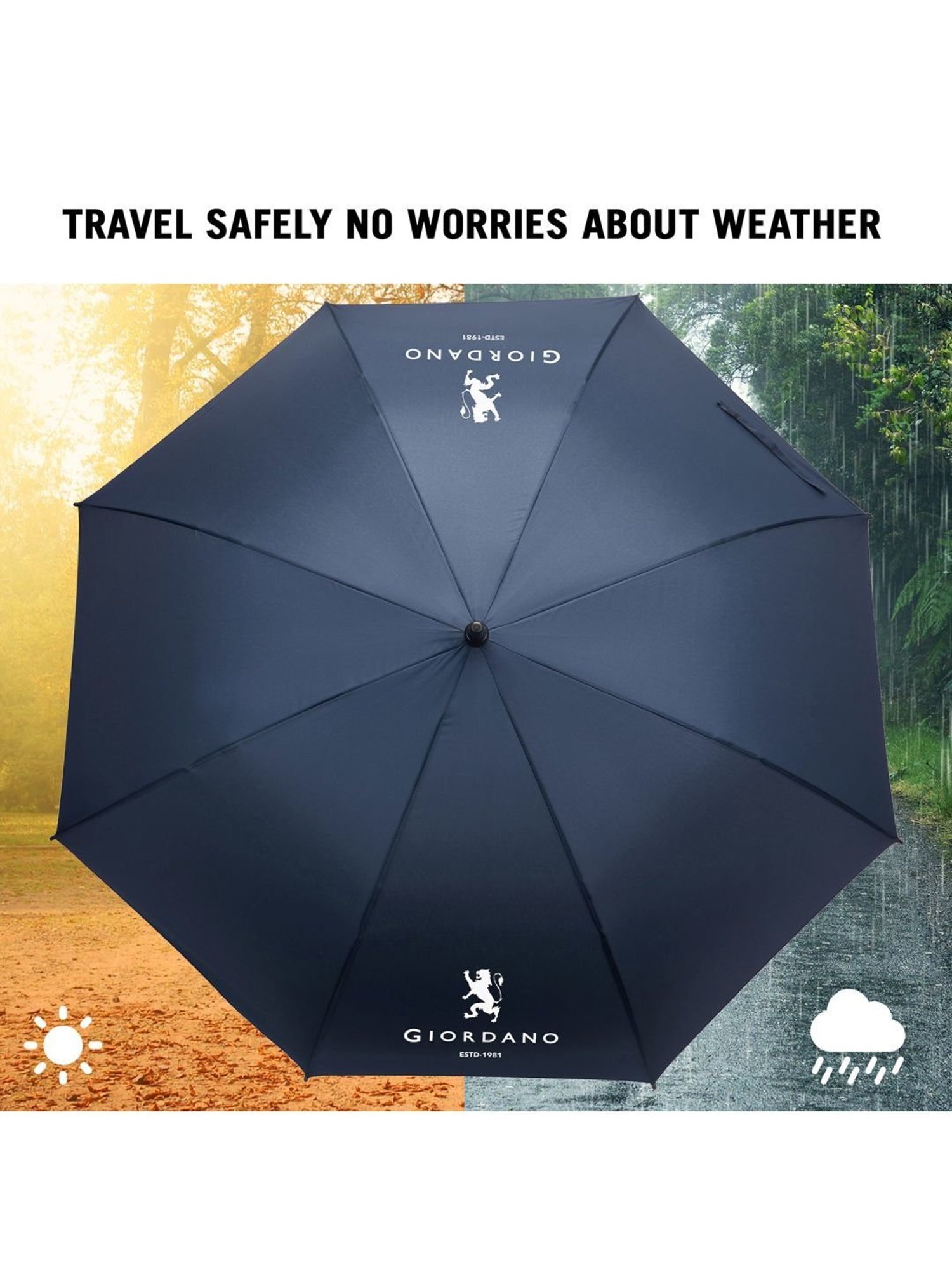 Giordano Automatic UV Protection Navy Blue Umbrella