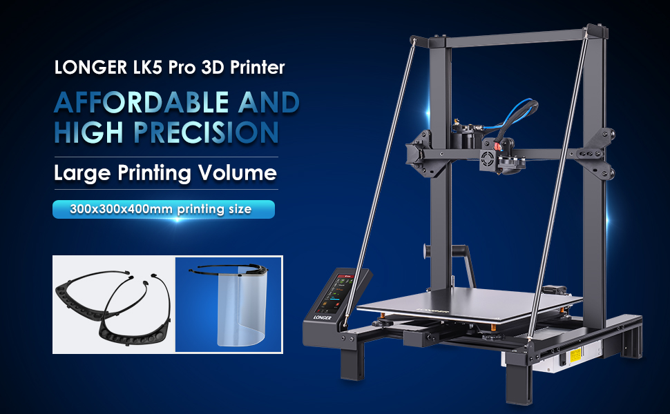LONGER LK5 Pro 3D Printer, Open Source with Large Print Size 300x300x400mm, Tempered Glass Platform, Diagonal Rod Resume Printing