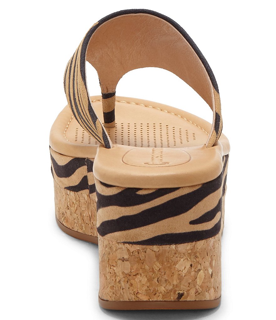 CC Corso Como Arowin Zebra Print Suede Thong Cork Platform Sandals