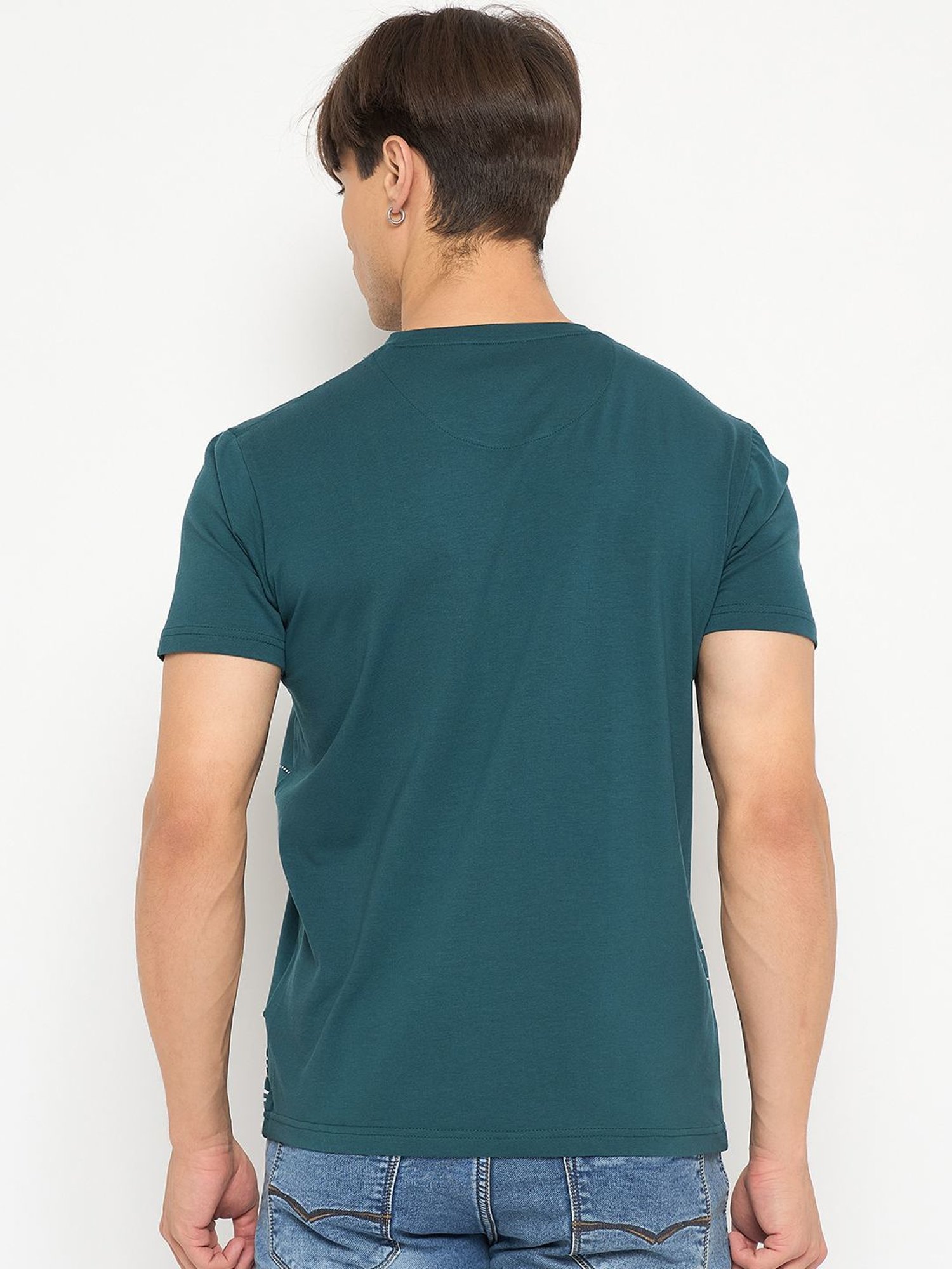 Duke Teal Slim Fit Printed T-Shirt