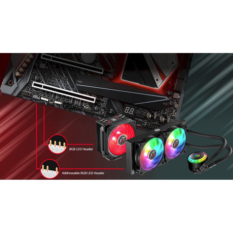 Cooler Master MasterLiquid ML240R RGB Phantom Gaming Edition - 2 x 120 mm - 2 x 66.7 CFM - Liquid Cooler Cooler - 4-pin PWM, 3-pin