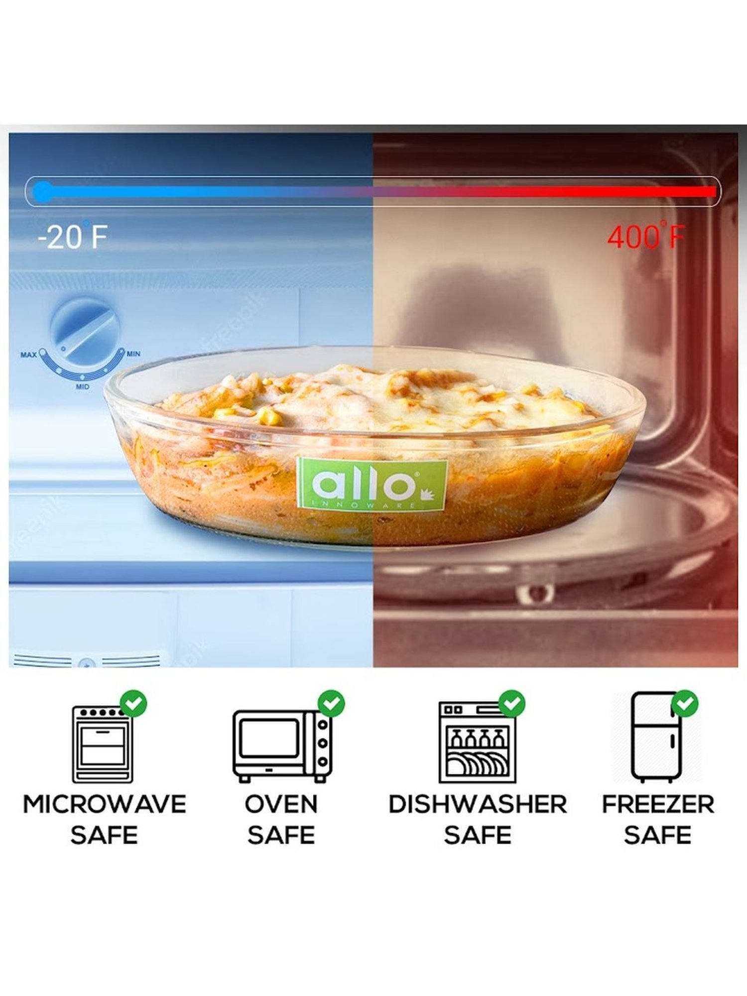 Borosilicate Oval Glass Baking Dish, Baking Tray, Oven and Microwave Safe