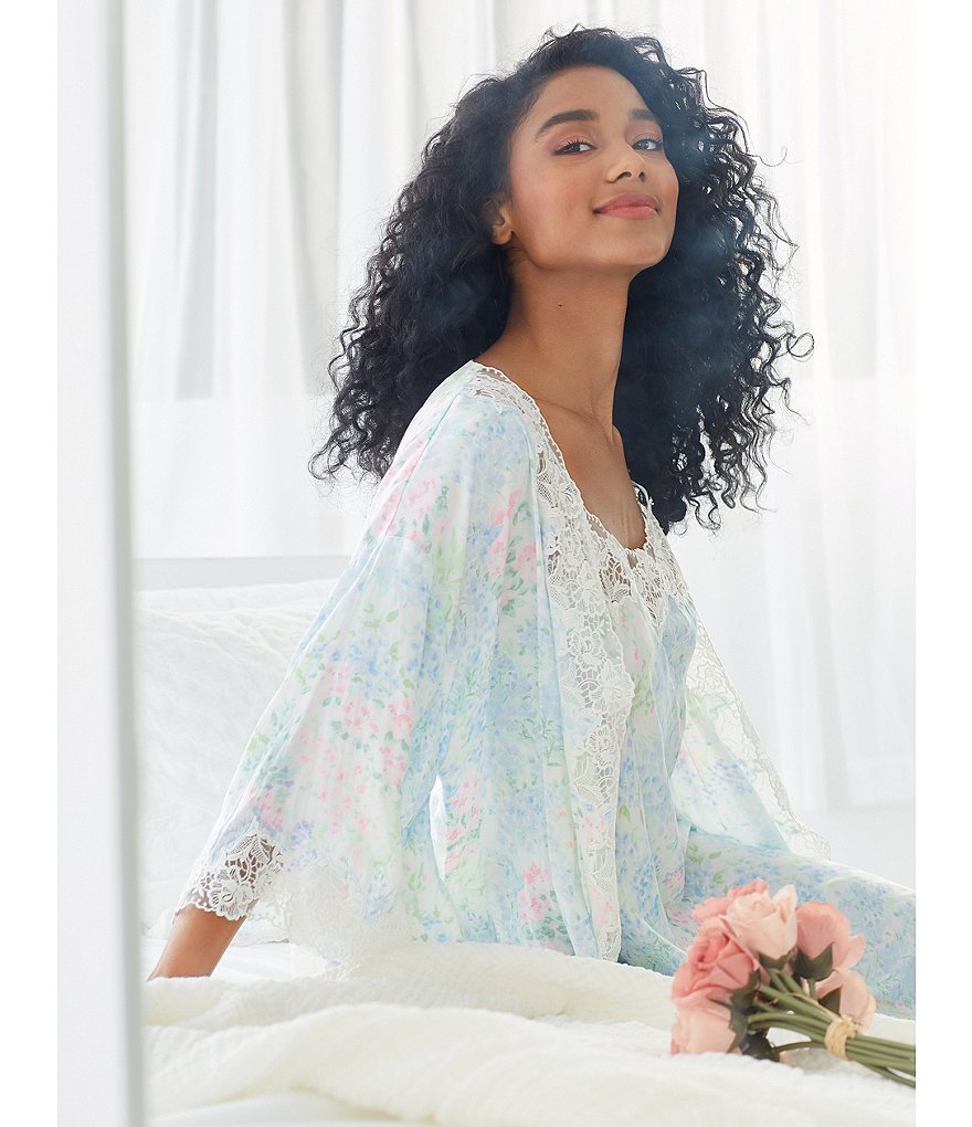 Lauren Ralph Lauren Paisley Print Satin Short Wrap Robe