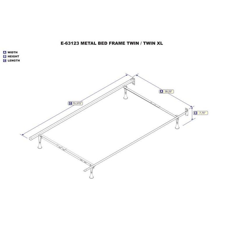 Atlantic Metal Bed Frame T/F-TXL-Q-CK-K with Rollers - Atlantic Furniture