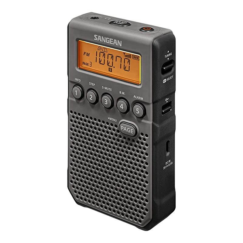 DT800BK AM FM NOAA Weather Alert Rechargeable Pocket Radio BlackGray
