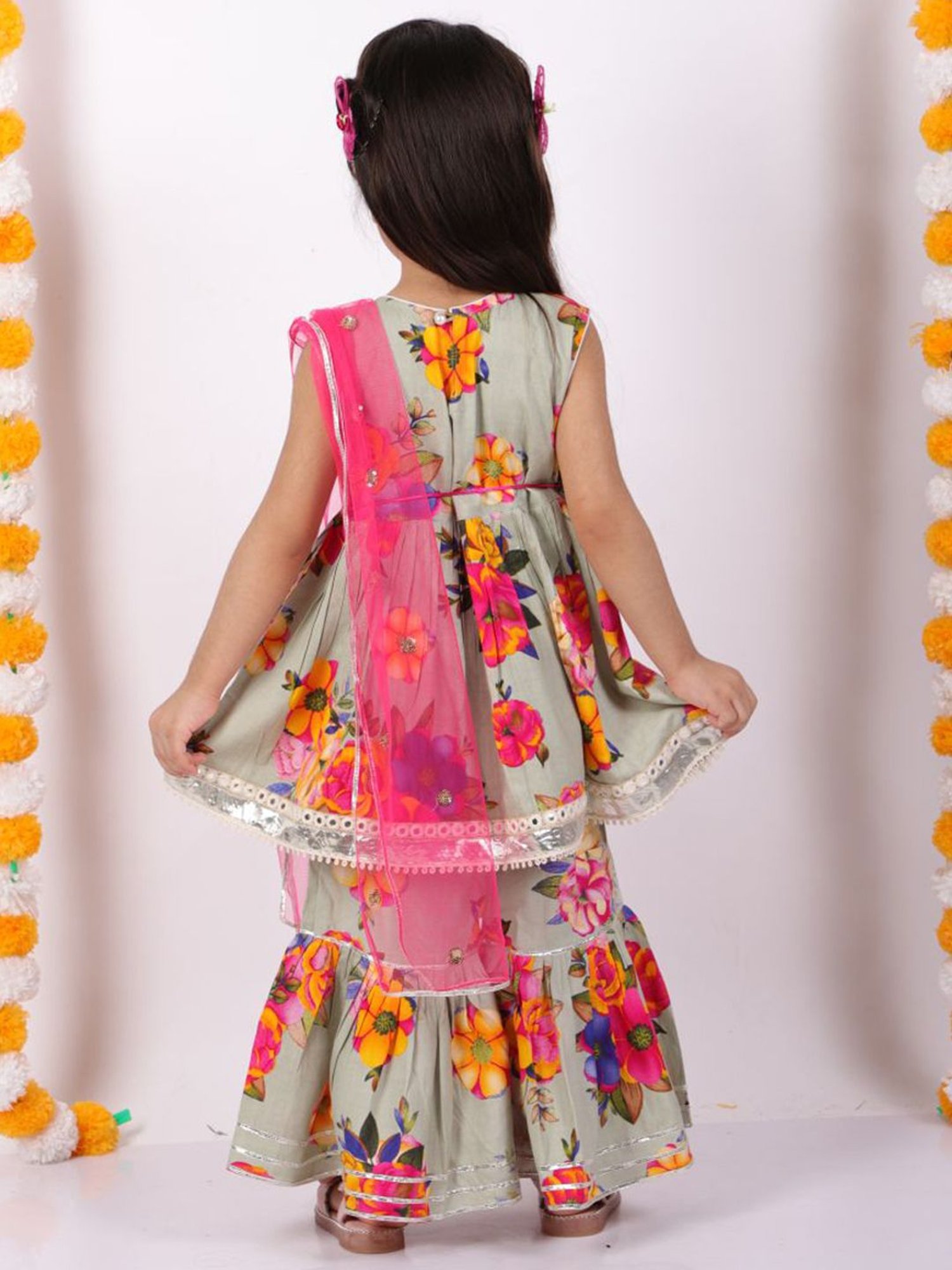 Little Bansi Kids Wales Green Cotton Printed Suit Set