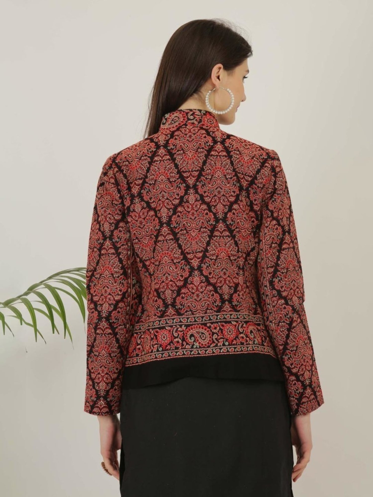 Kaanchie Nanggia Black Wool Self Design Jacket