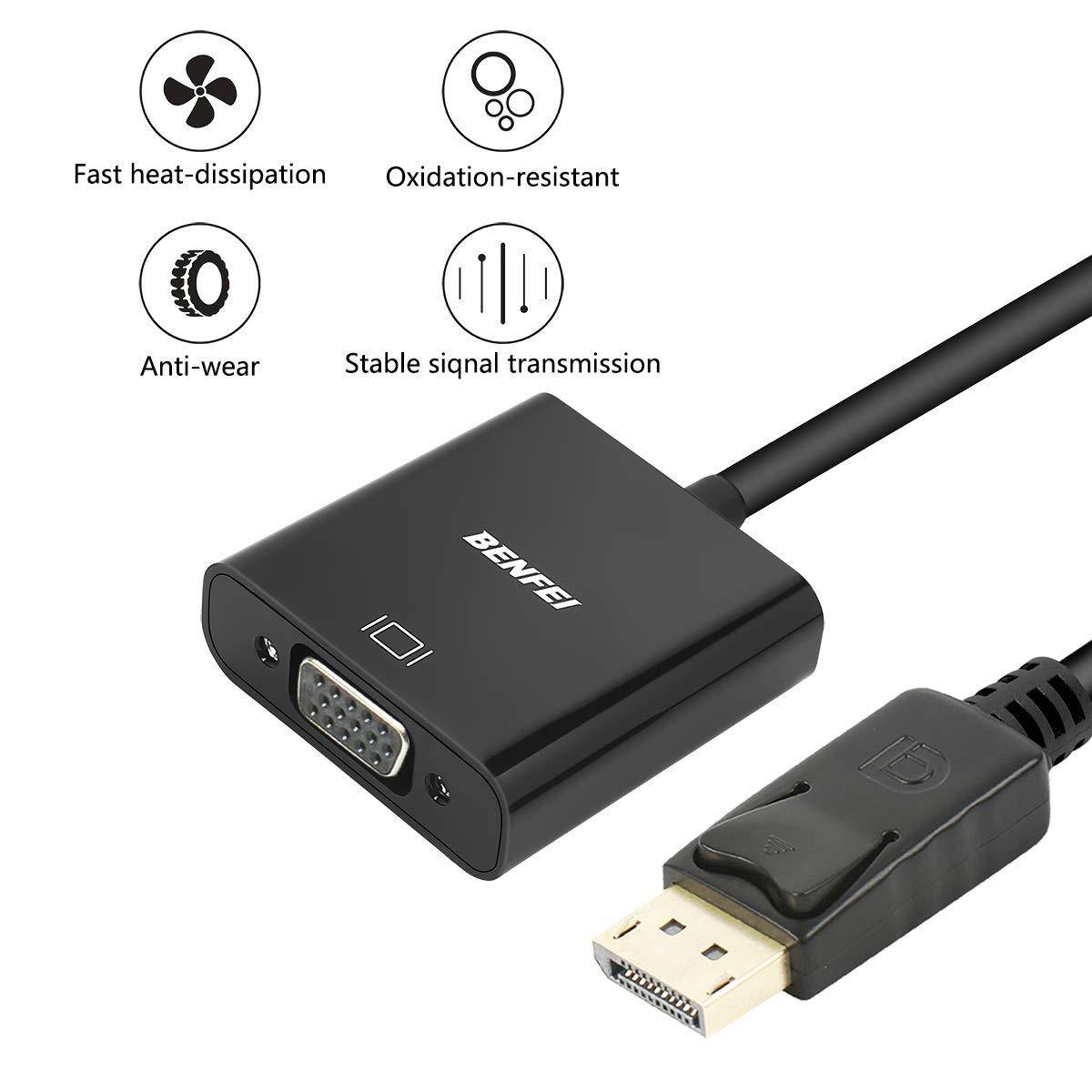 BENFEI DisplayPort to VGA, Gold-Plated DP to VGA Adapter (Male to Female) Compatible for Lenovo, Dell, HP, ASUS