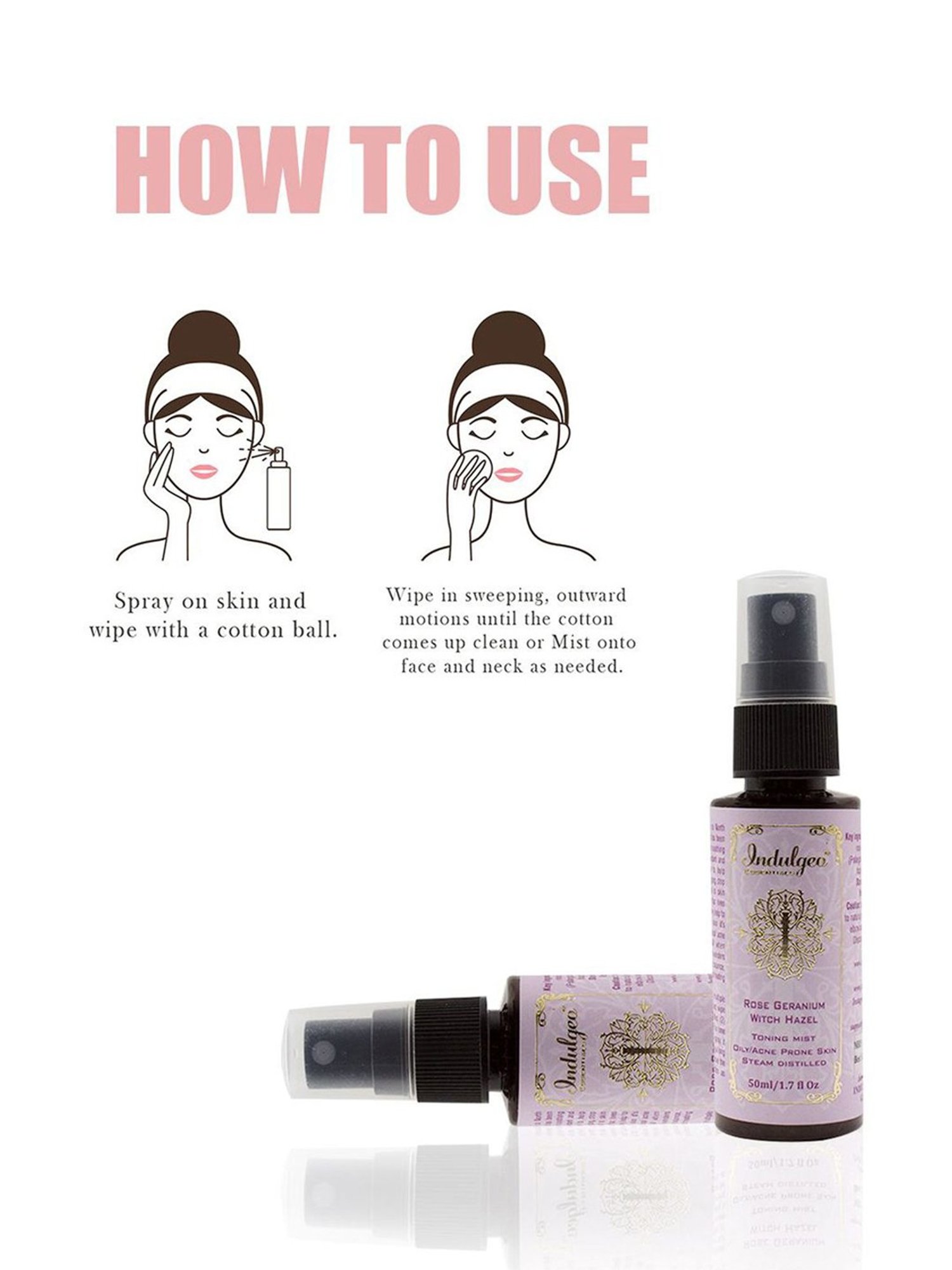 Indulgeo Essentials Rose Geranium Witch Hazel Facial Mist & Toner - 50 ml