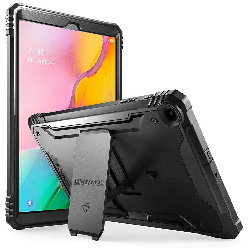 For Galaxy Tab A 10.1 Tablet Kickstand Case, w/Built-in-Screen Protector Black
