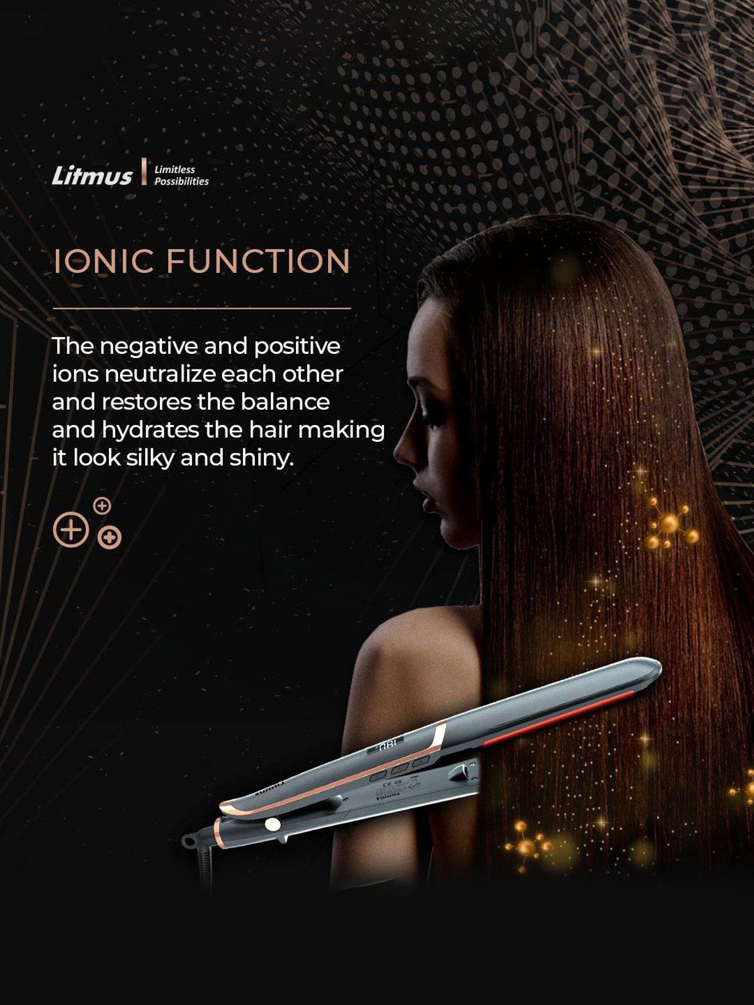 Litmus Infrared HS-69 Hair Straightener (Grey/Gold)