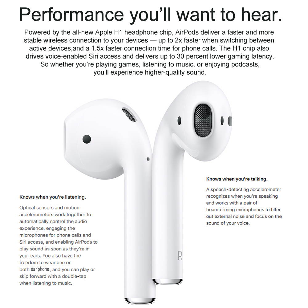 AirPods 2nd with Charging Case Earphone Original Bluetooth Headphones for iPhone 11 XR Plus iPad MacBook Apple Watch