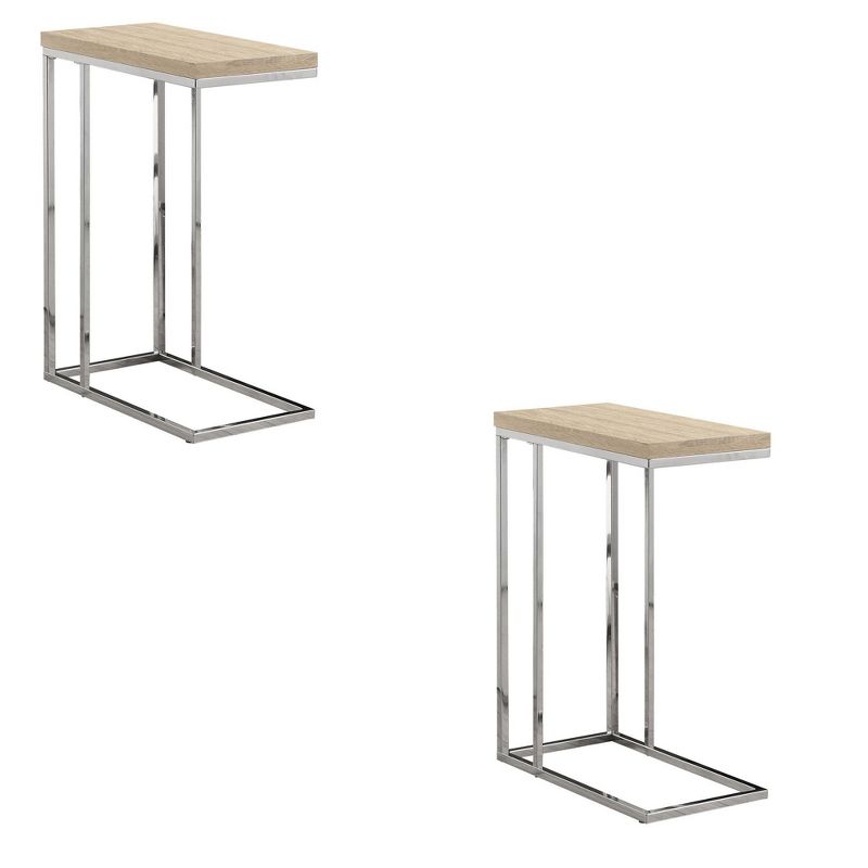 Monarch Specialties Contemporary Accent Rectangular Side End Table, Natural (2)