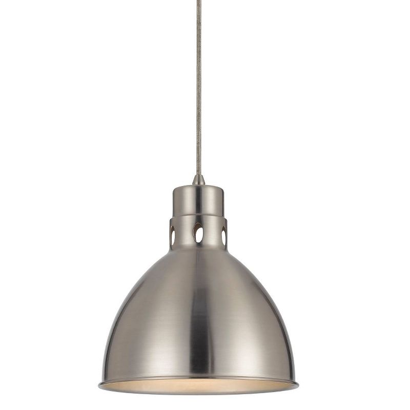10" x 10.75" Metal Webster Pendant Brushed Steel - Cal Lighting