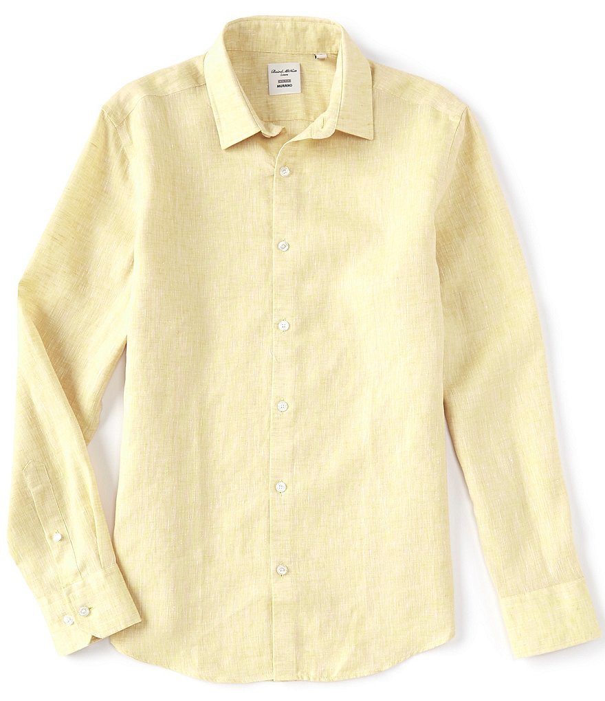 Murano Non-Iron Solid Baird McNutt Linen Long-Sleeve Woven Shirt