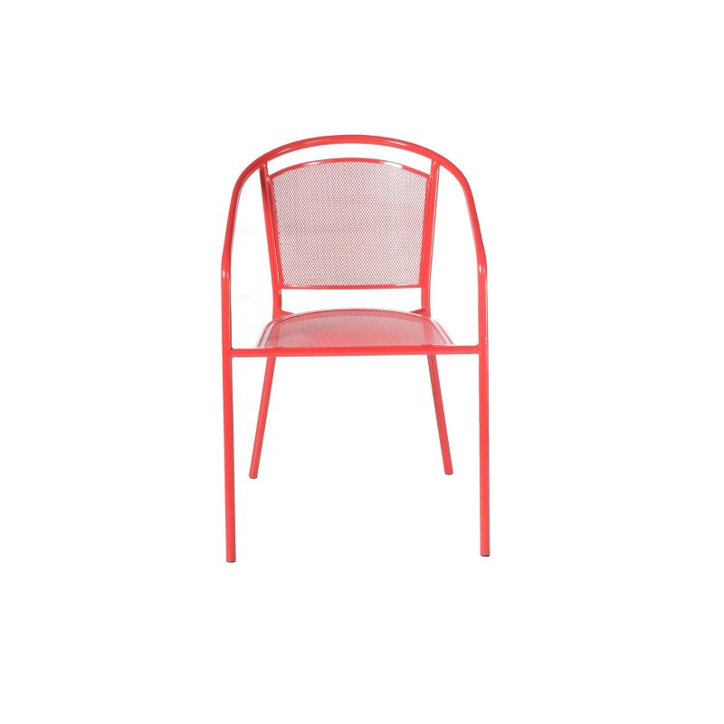 Wrought Iron Martini 3pc Dining Bistro Set with Round Table & 2 Stackable Chairs - Alfresco Home