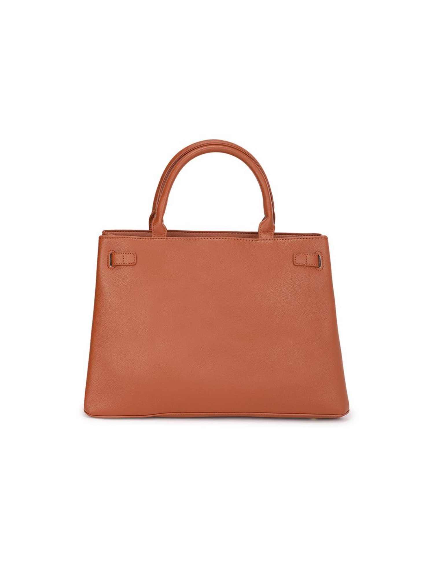 Tyra Ruby Tan Solid Faux Leather Tote Handbag