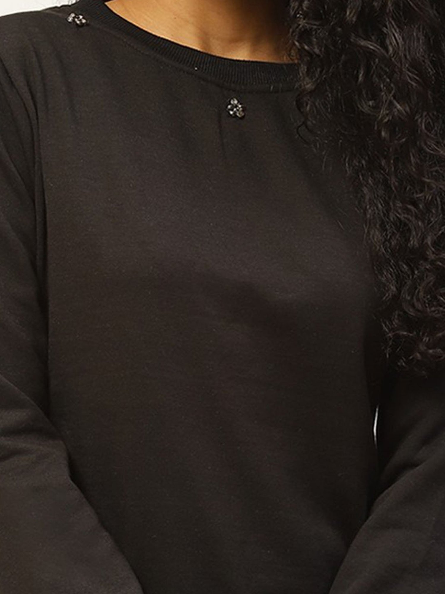 Belle Fille Black Full Sleeves Sweatshirt