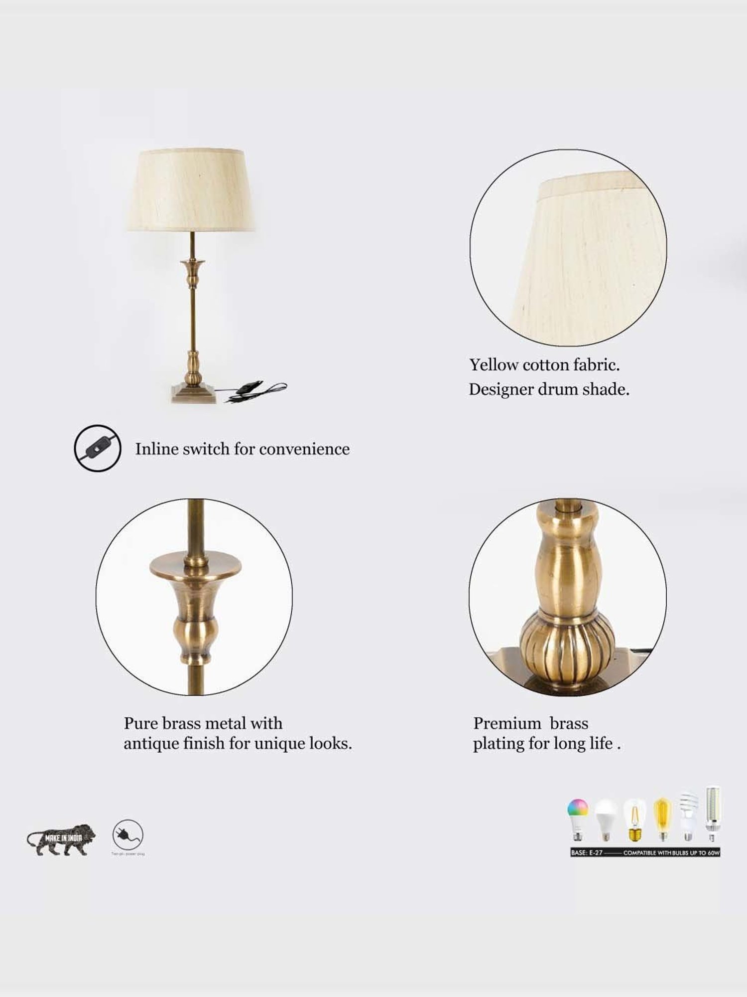 DecorativeRay Red PVC Study Table Lamp - Set of 1