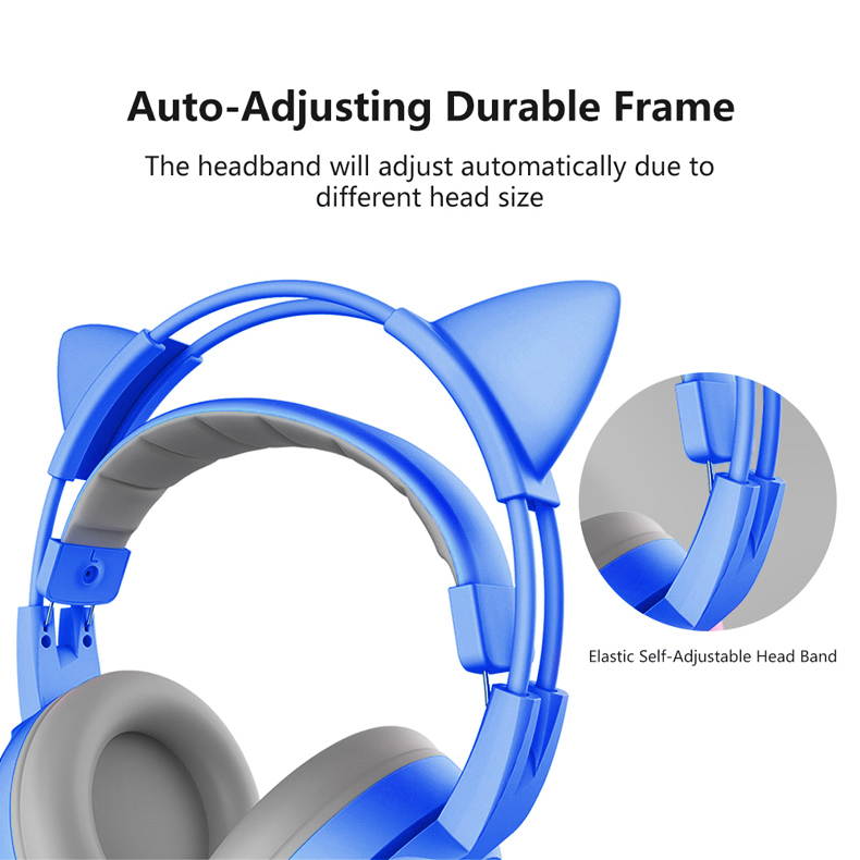 SOMIC Pink Stereo Gaming Headset with Mic for PS4, Xbox One, PC, Mobile Phone, 3.5MM Sound Detachable Cat Ear Headphones Lightweight Self-Adjusting Over Ear Headphones for Women