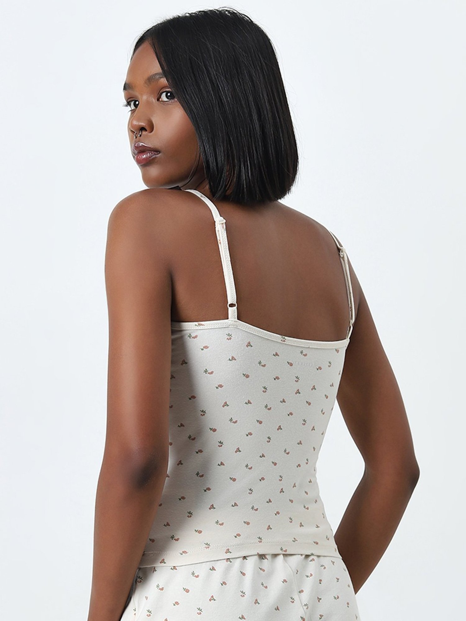Superstar by Westside Off-White Floral Printed Cotton Camisole