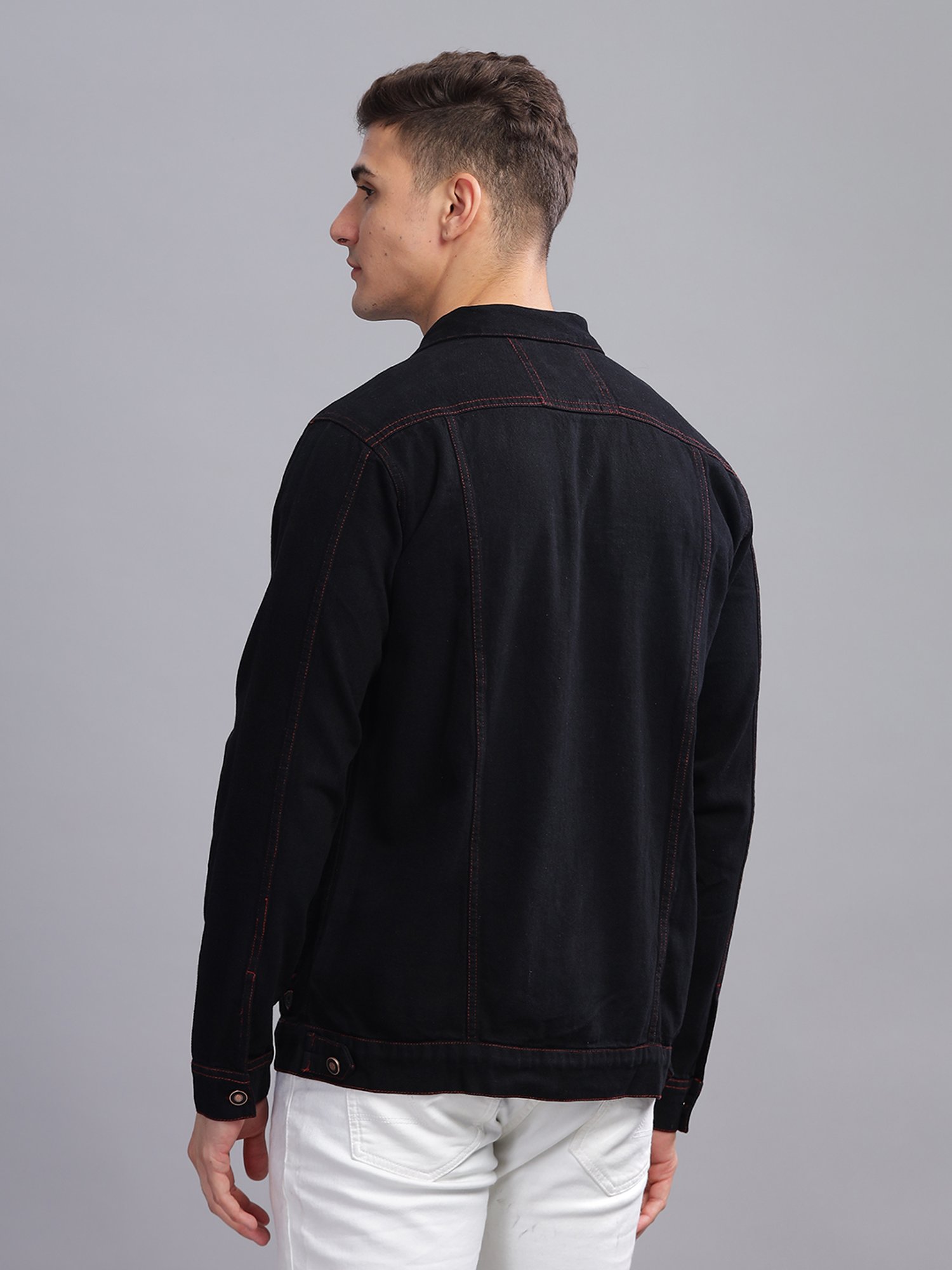 Kuons Avenue Black Regular Fit Denim Jacket