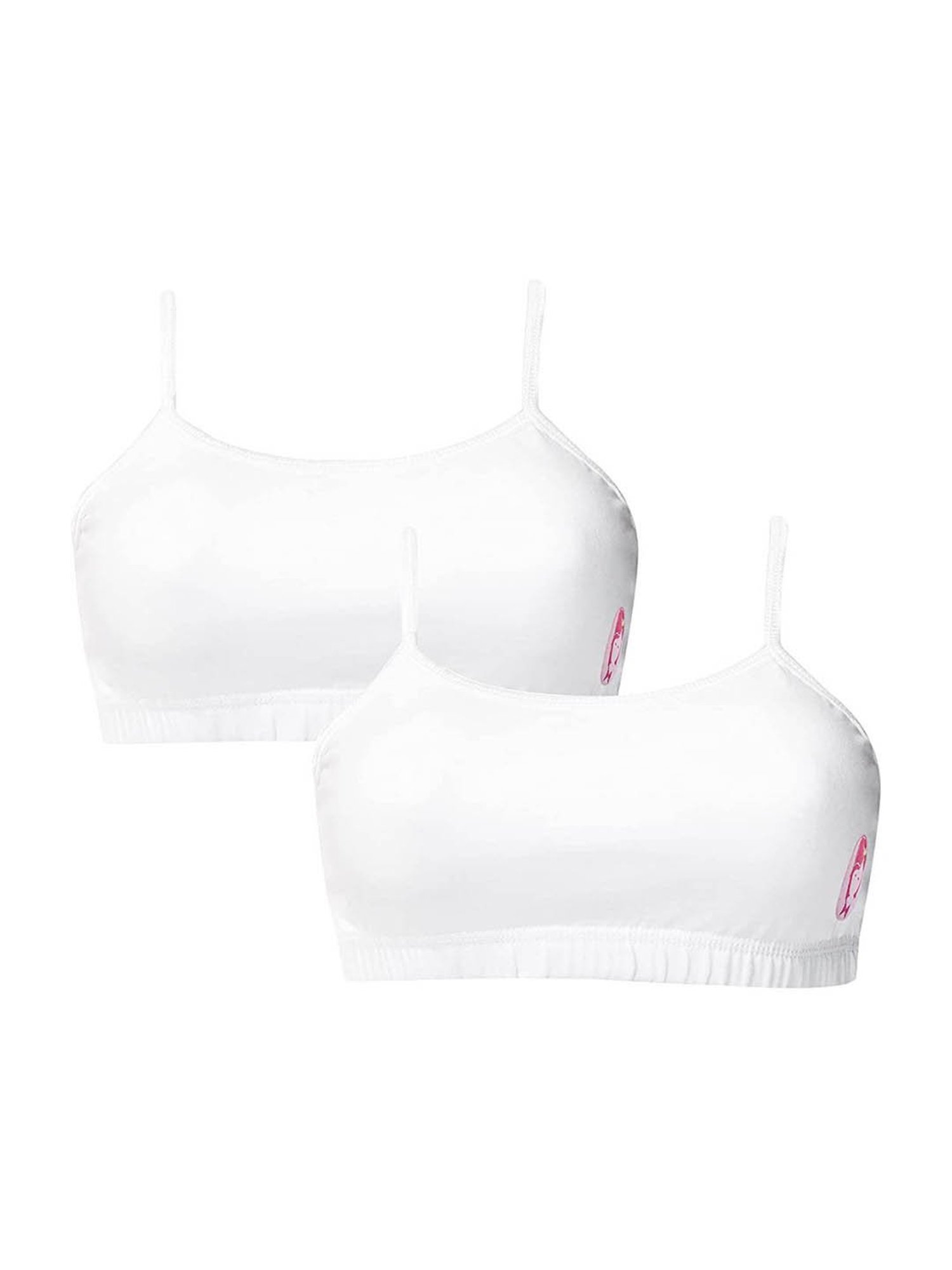 D'chica Kids White Cotton Bras - Pack of 2