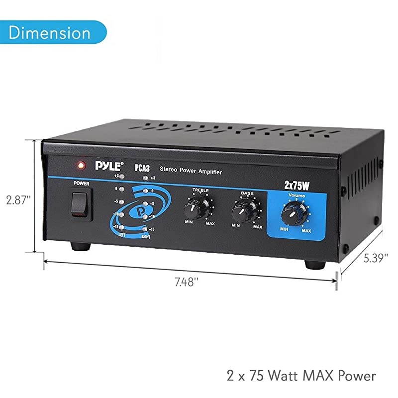 Home Audio Power Amplifier System 2X75W Mini Dual Channel Sound Stereo Receiver Box w LED For Amplified Speakers CD Player Theater via 35mm RCA For Studio Home Use  PCA3