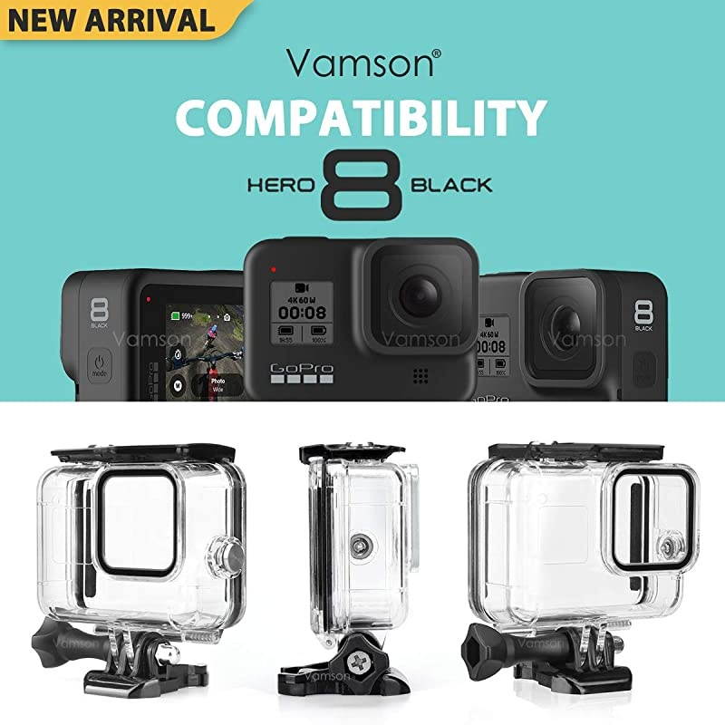for Gopro Hero 8 Black Accessories with Waterproof Housing Case 60Meter Underwater Protective Diving Shell for Go pro Hero8 Action Camera AVP651