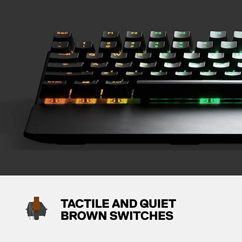 Apex 7 Mechanical Gaming Keyboard &ndash; OLED Smart Display &ndash; USB Passthrough and Media Controls &ndash; Tactile and Quiet &ndash; RGB Backlit (Brown Switch)