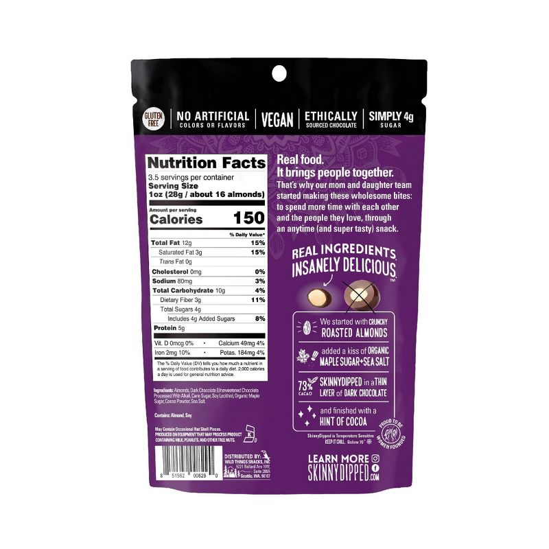 SkinnyDipped Super Dark Chocolate + Sea Salt Almonds - 3.5oz