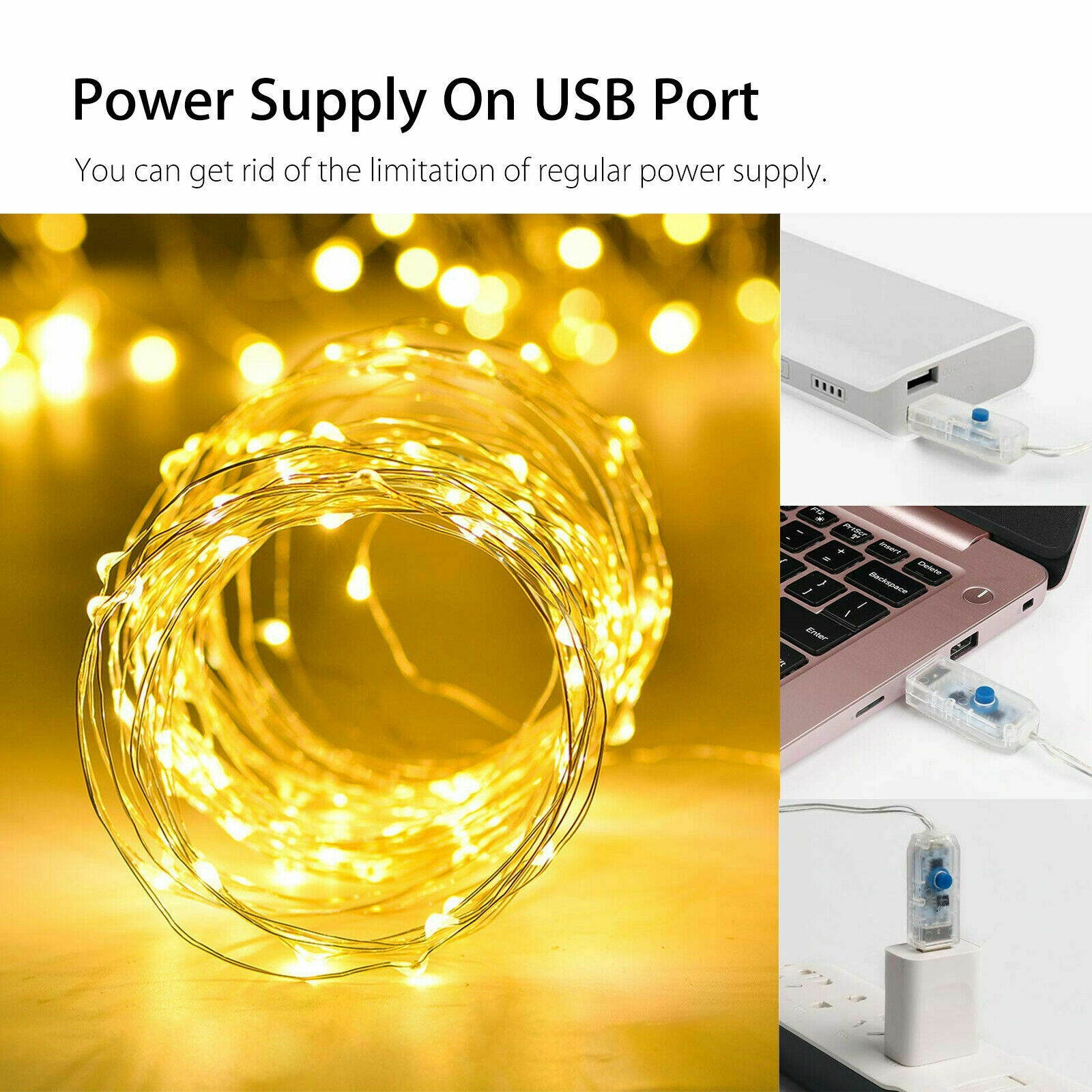 300LED Party Wedding Curtain Fairy Lights USB String Light Home w/Remote Control