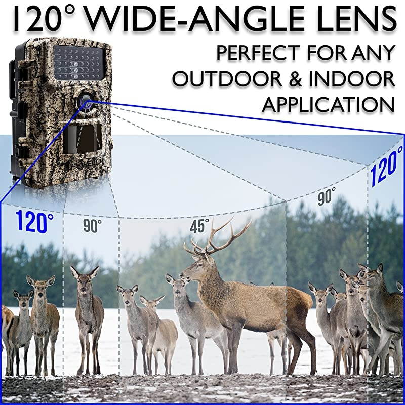 Trail Camera 14MP 1080P Full HD Wildlife Scouting Hunting Camera with Motion Activated Night Vision 120&deg; Wide Angle Lens 42 IR LEDs and 24 LCD Screen IP66 Waterproof Game Camera
