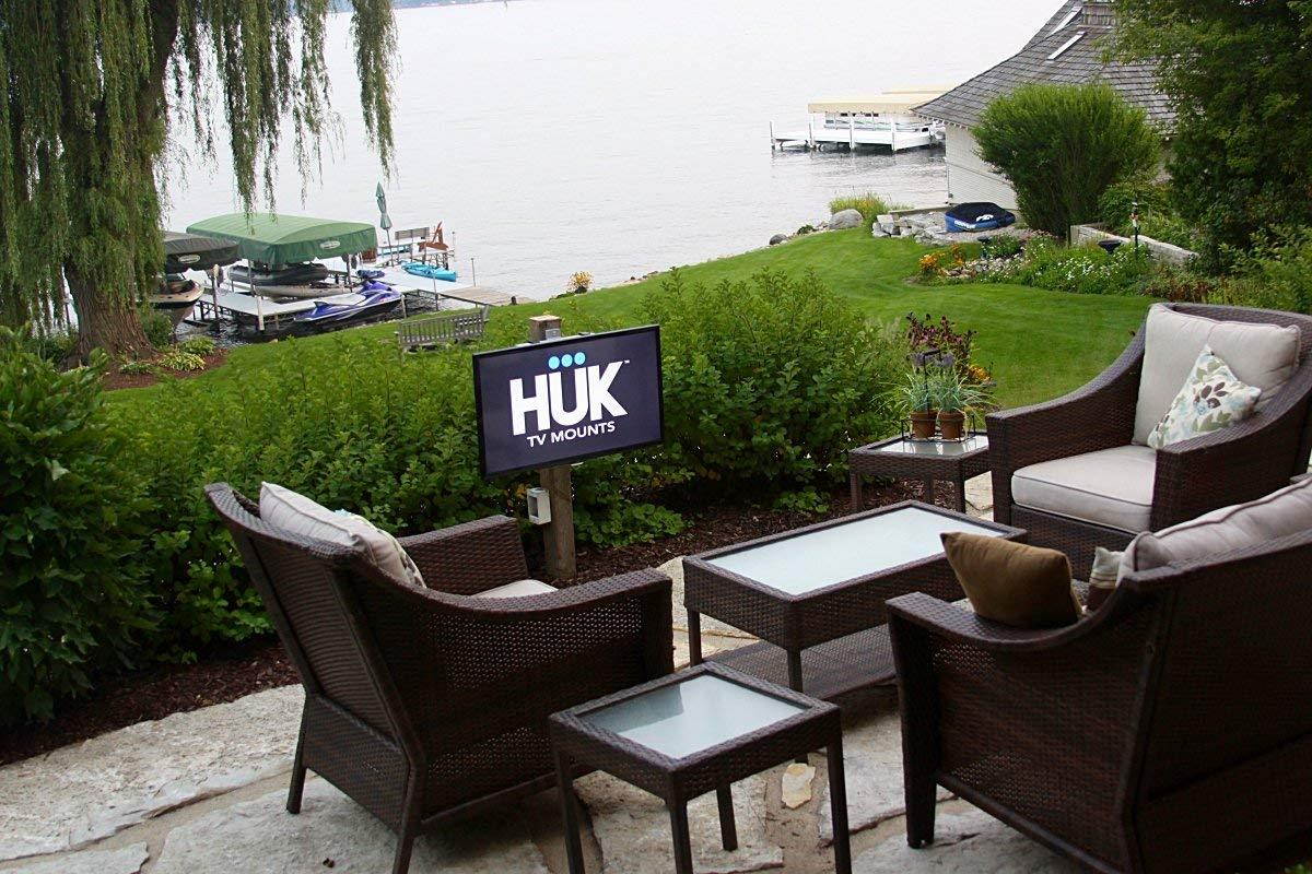 HUK TV Mounts Midsize TV Hanger Bracket for 24-49 Inch Flat Panel Screen TV VESA 75 mm/100 mm/200 mm, All Weather, Light Weight