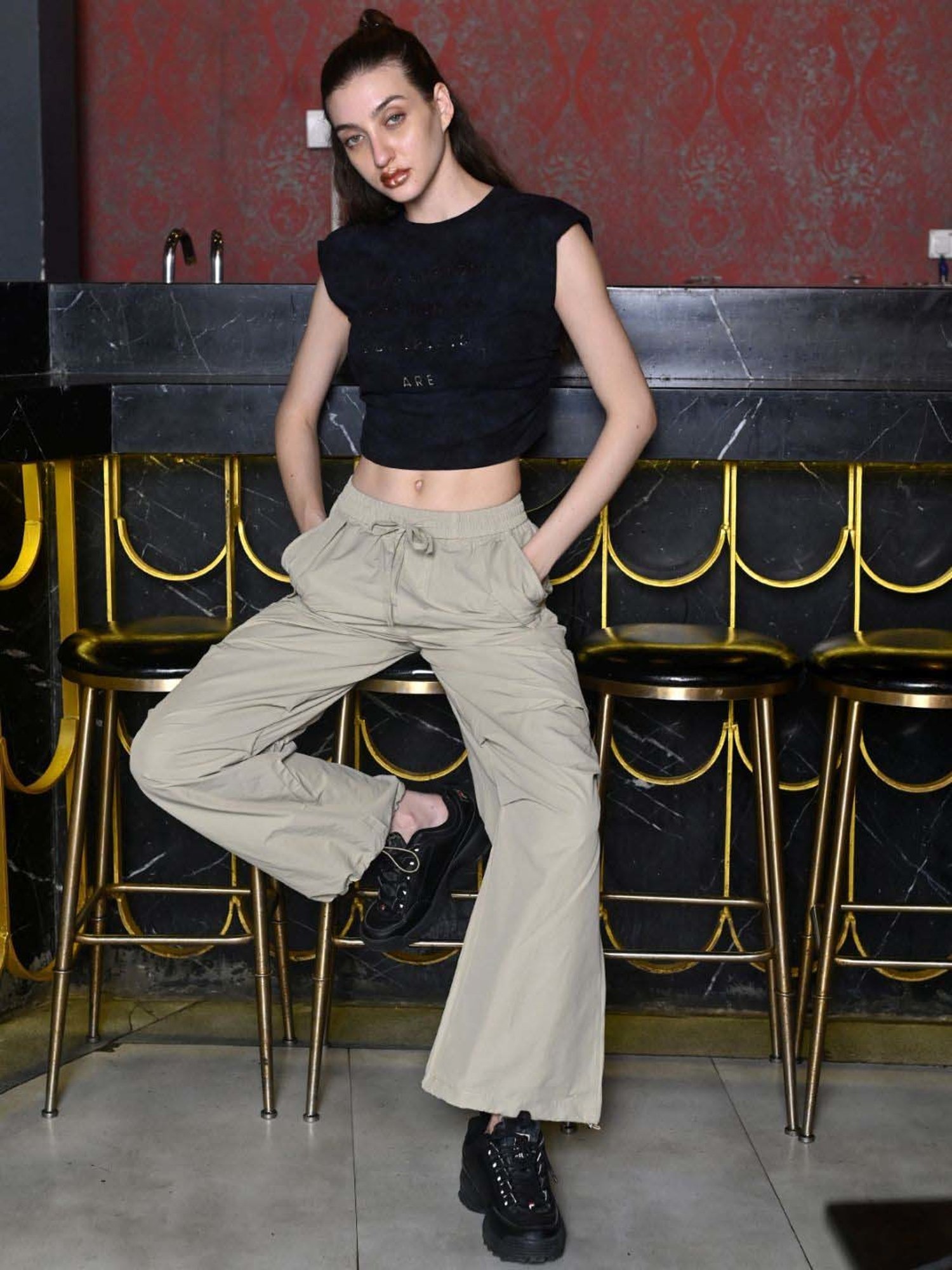 Odette Green High Rise Flared Pants