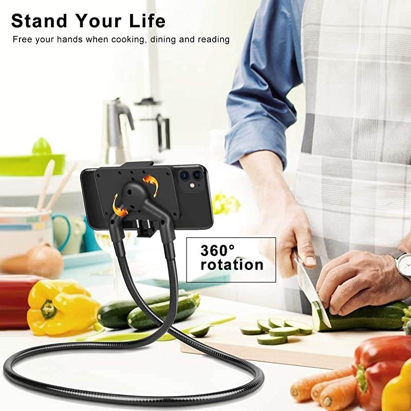 Cell Phone Holder Universal Mobile Phone Stand Lazy Bracket DIY Flexible Mount Stand with Multiple Function Black