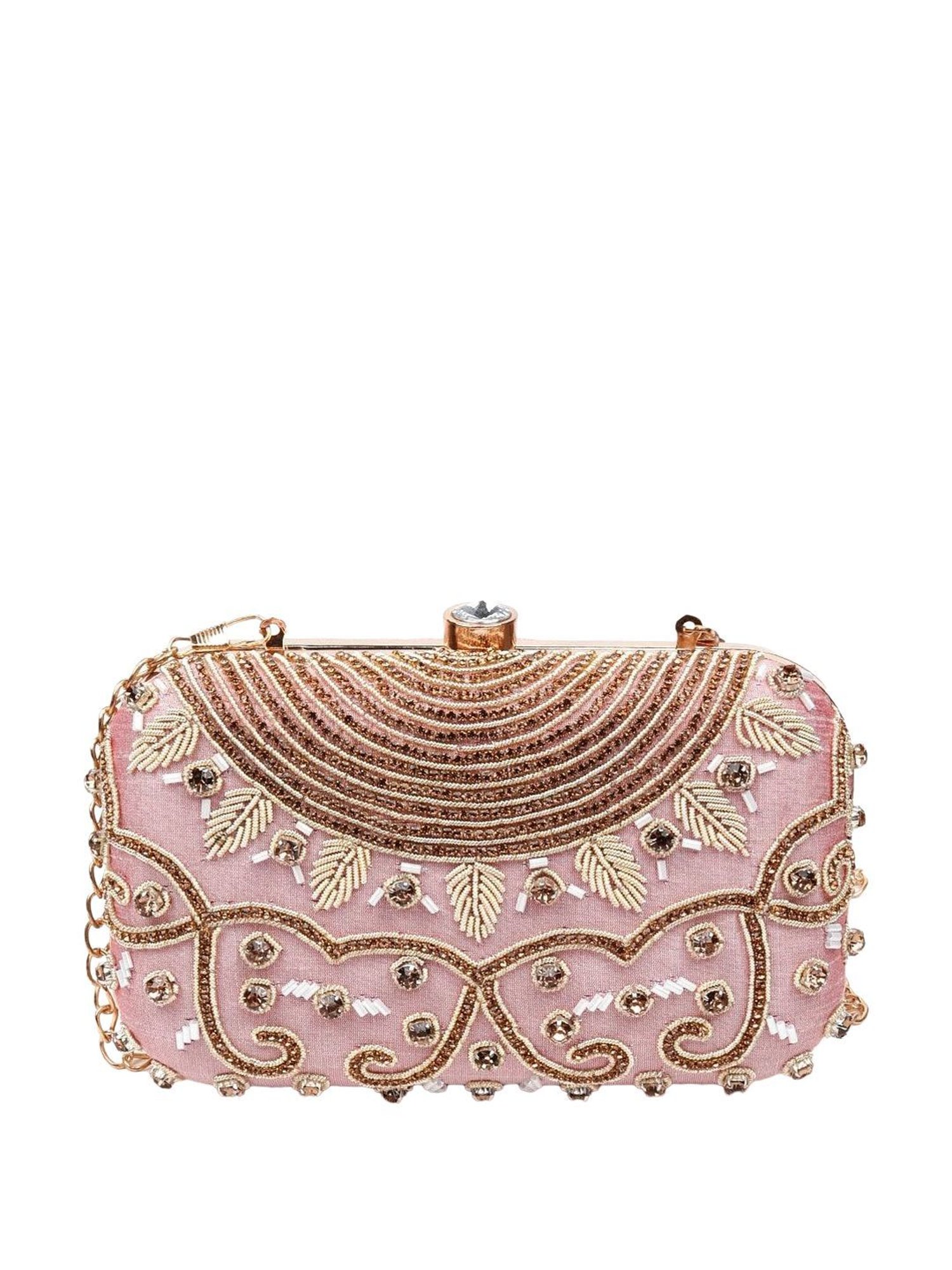 Odette Pink & Gold Embellished Sling Handbag