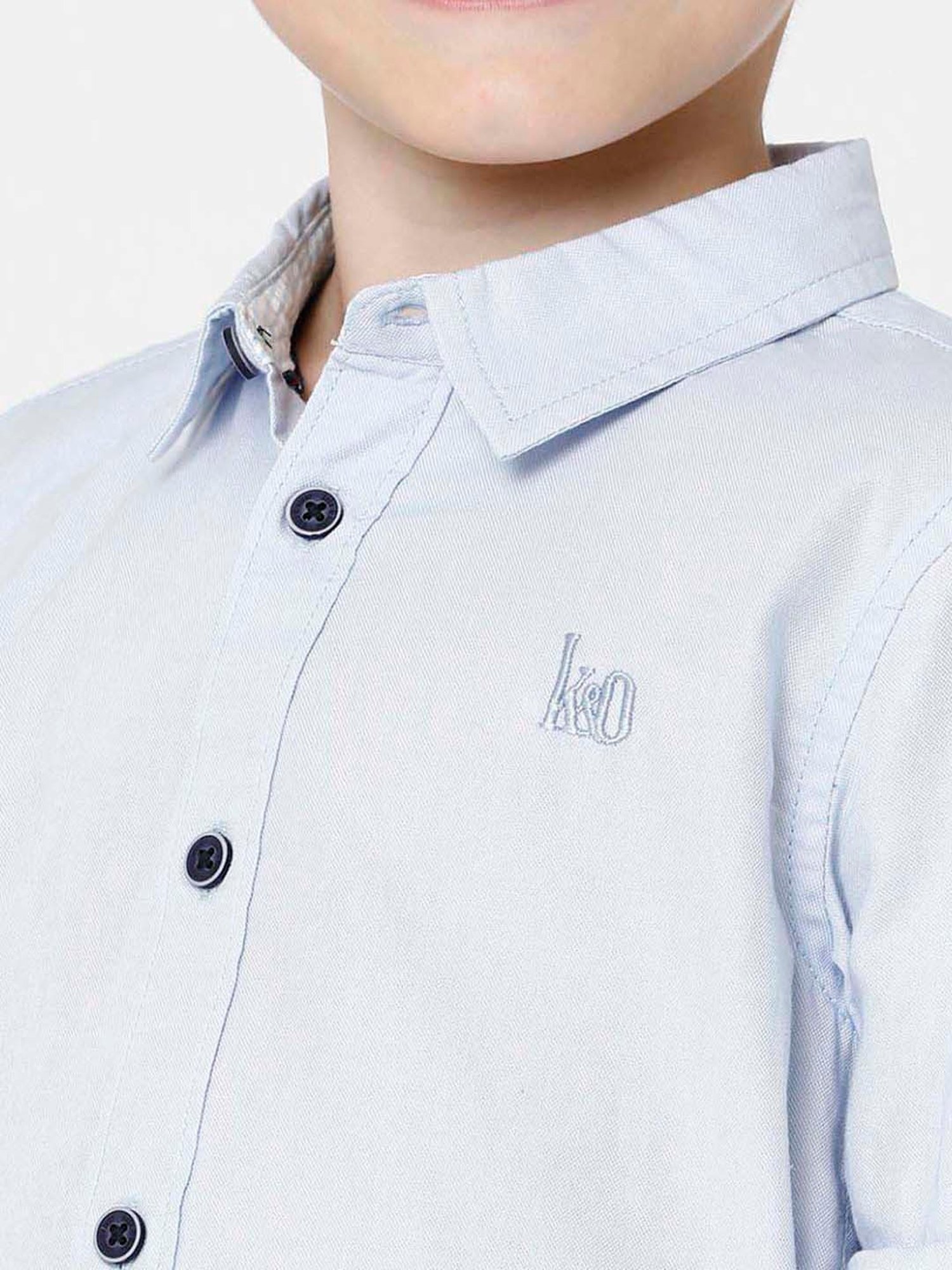 Kate & Oscar Kids Blue Cotton Regular Fit Full Sleeves Shirt