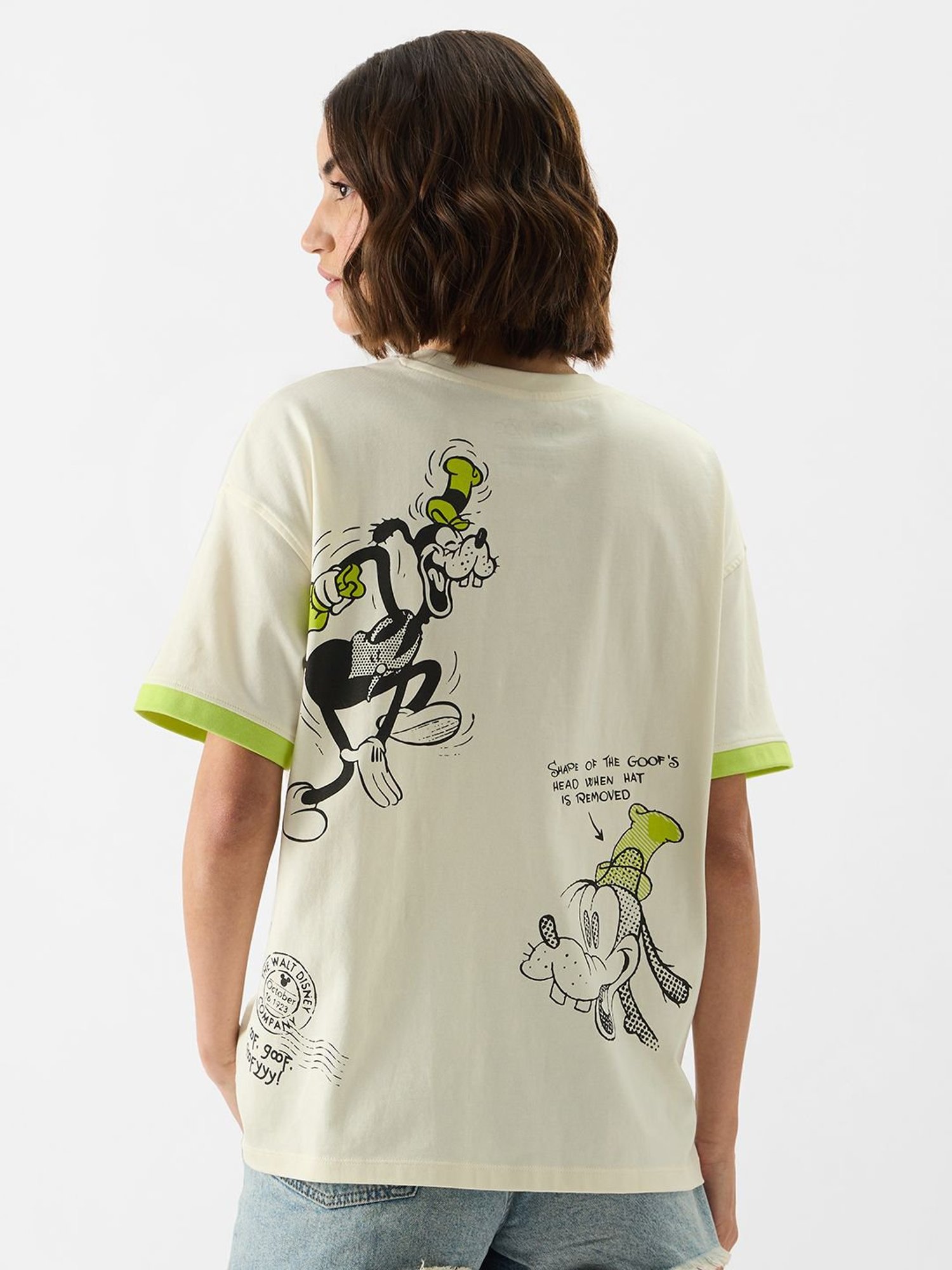 The Souled Store White Cotton Graphic Print Oversized T-Shirt