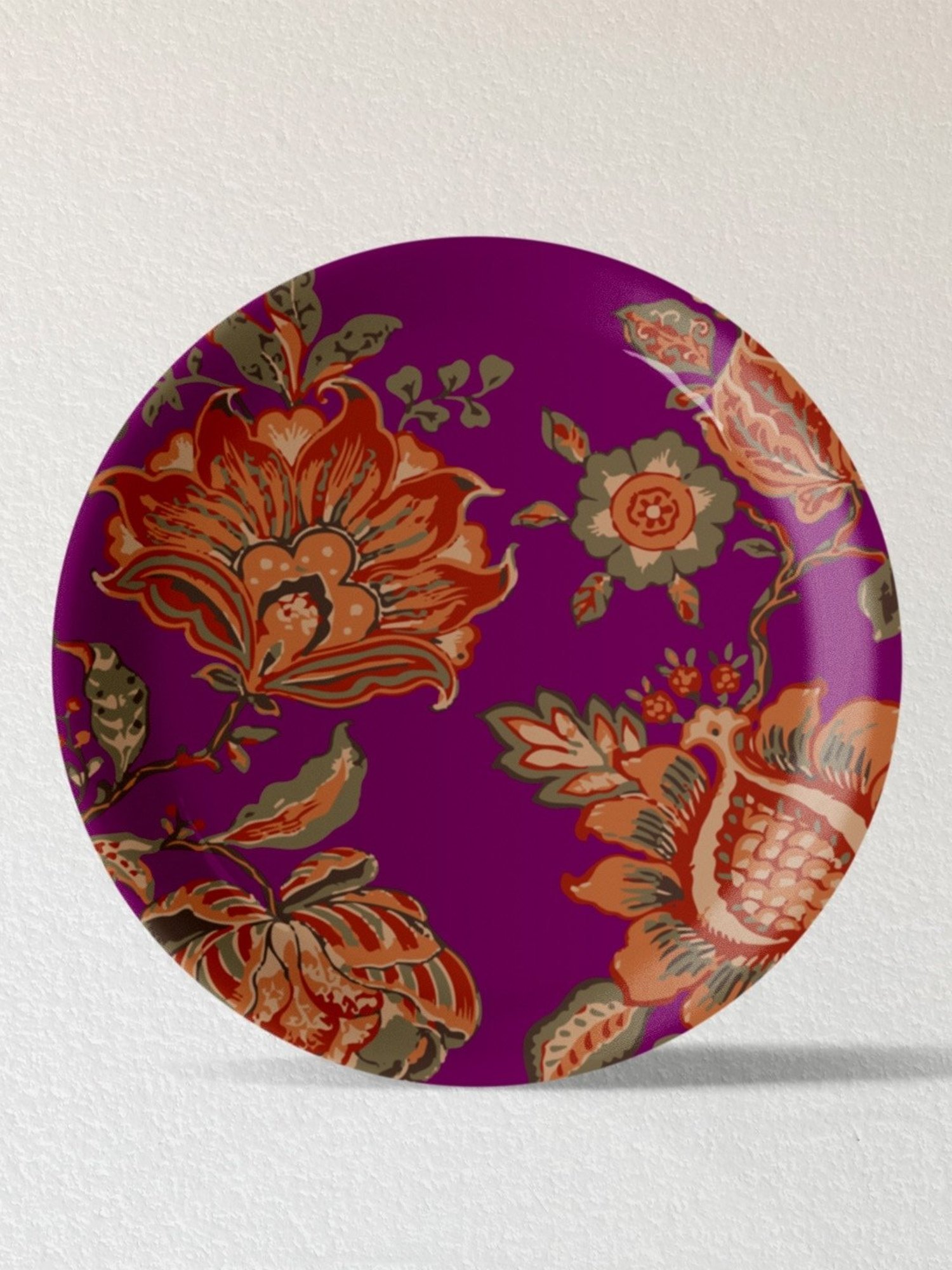 Nestroots Ethnic Floral Multicolor Porcelain Wall Plate