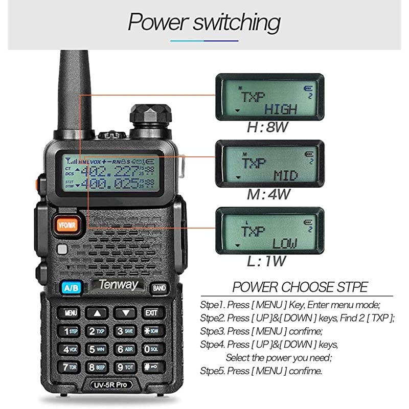 Radio Walkie Talkie UV-5R Pro Dual Band Two Way Radio with Radio Handheld Speaker Mic and NA-771 Antenna 2Pack and One USB Programming Cable