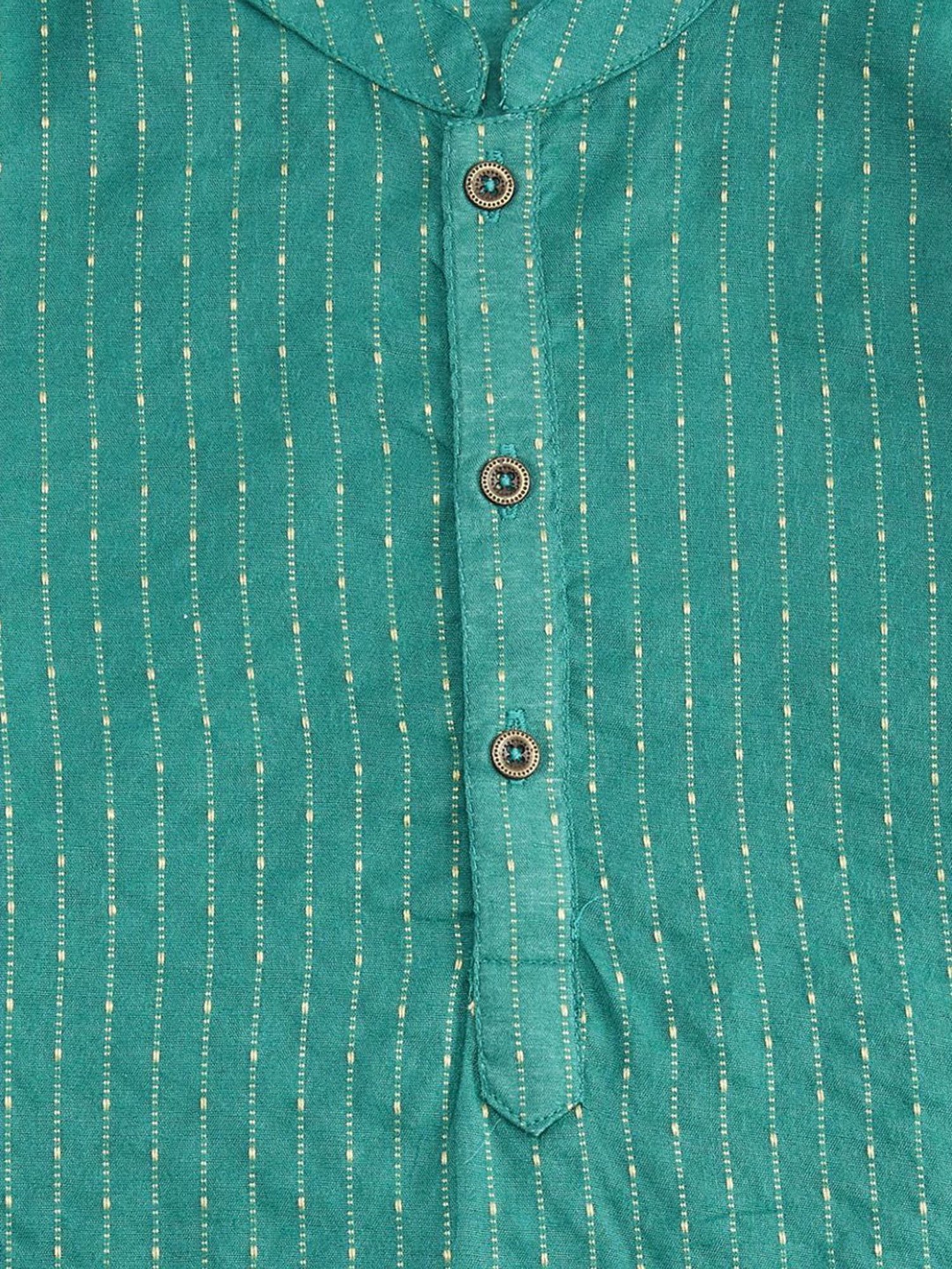 Indus Route by Pantaloons Kids Teal Blue & White Embroidered Full Sleeves Kurta Set