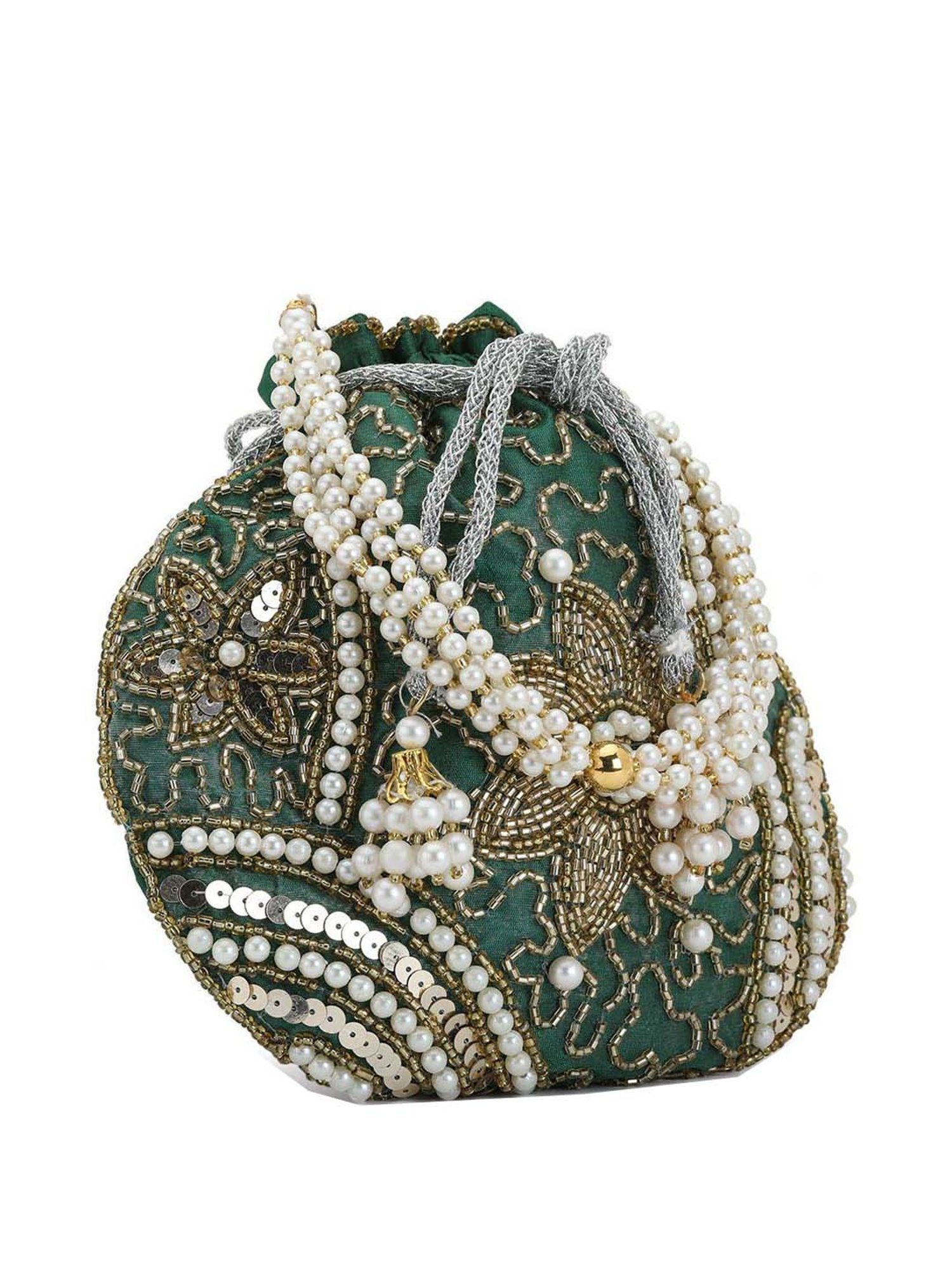 Gaurapakhi Green Embellished Potli