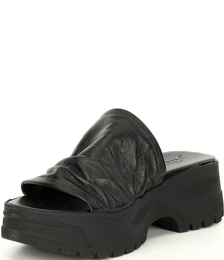 Free People Poolslide Sporty Scrunch Leather Platform Sandals