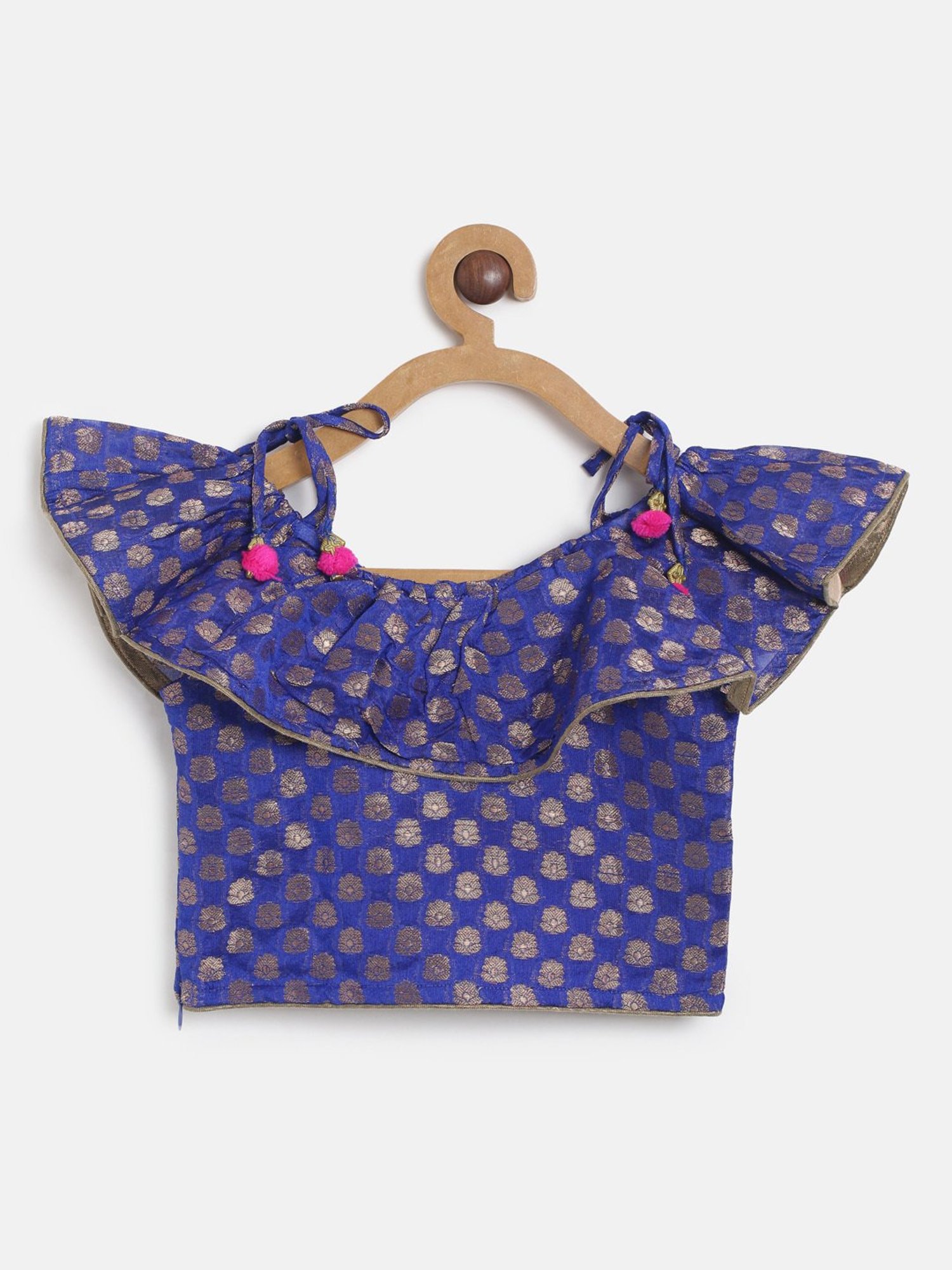 TWISHA Kids Royal Blue & Pink Self Design Top with Plazzos