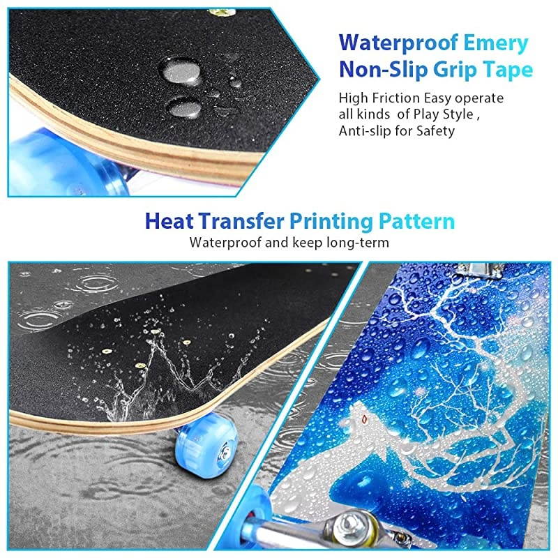 Sport Outdoor Electric Skateboard Longboard Dancing Board Double Rocker Board Waterproof Diamond Griptape Sheet Sticker Deck Sandpaper (Cloud Crance)