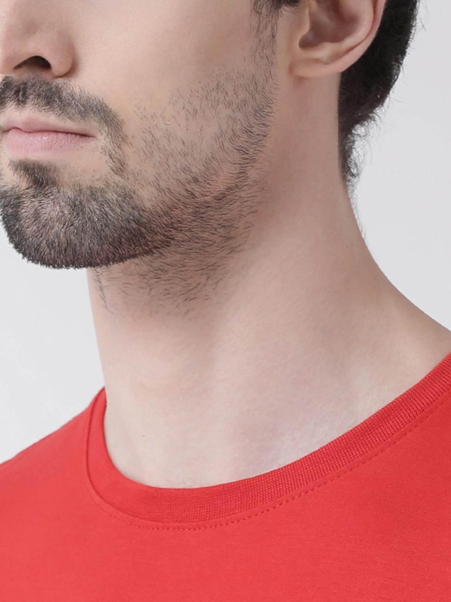 Friskers Red Cotton Slim Fit Printed T-Shirt