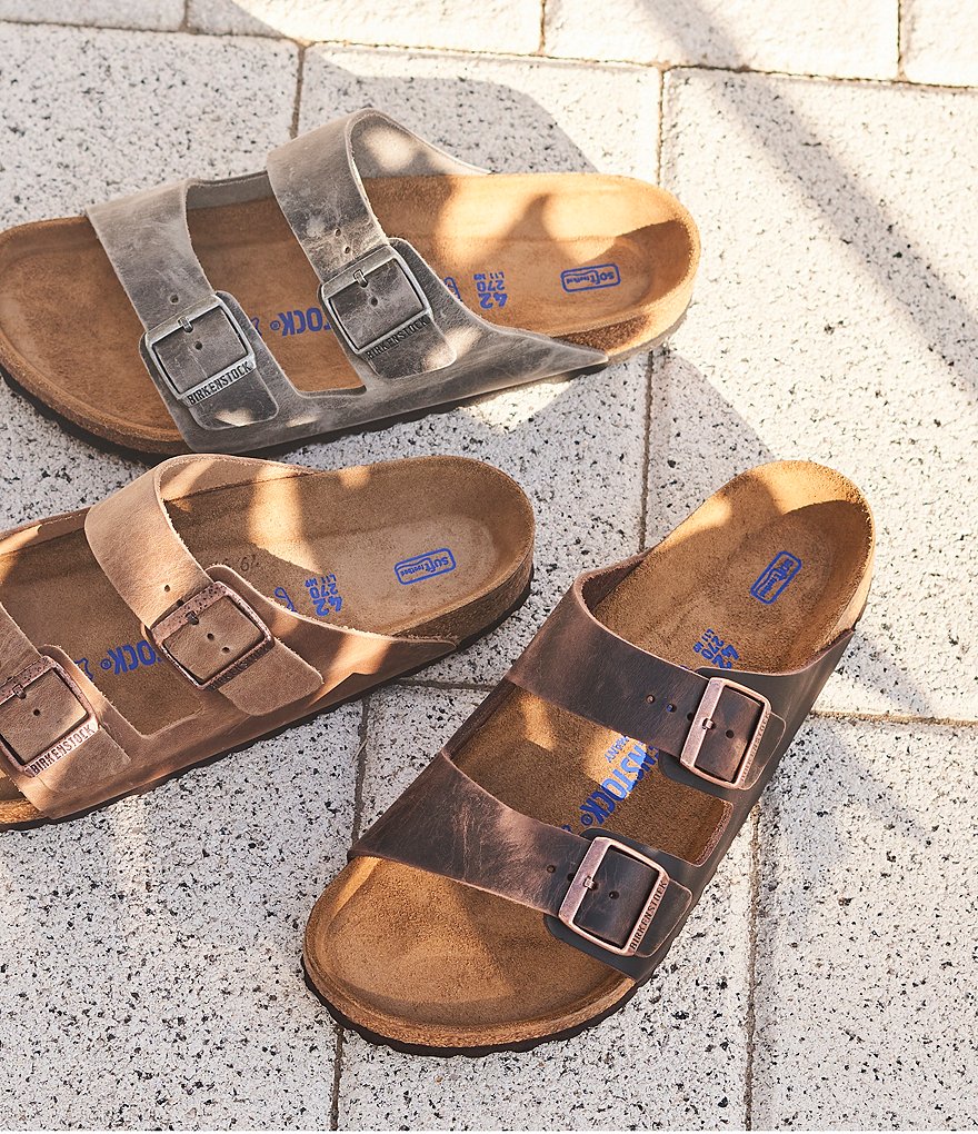 Birkenstock Arizona Men's Oiled Leather Soft Footbed Slip On Sandals