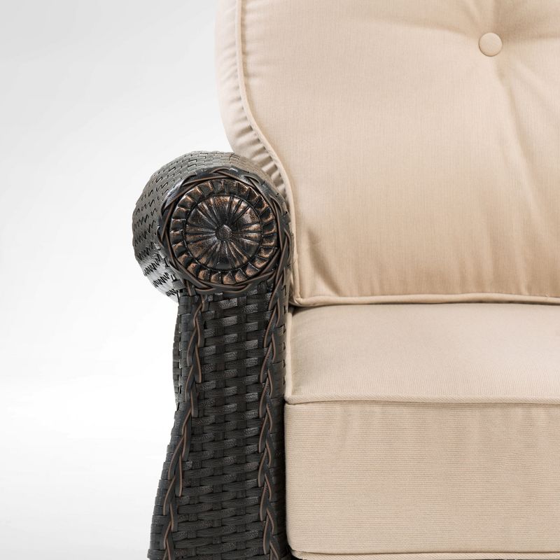 La-Z-Boy Outdoor Breckenridge 1pc Wicker Outdoor Swivel Rocker Set with Sunbrella Spectrum Sand Cushion