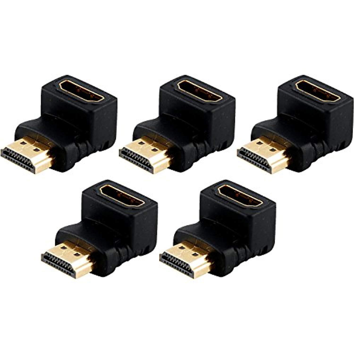 jacobsparts hdmi male to female right angle connector adapter 90 degree extender (5-pack)